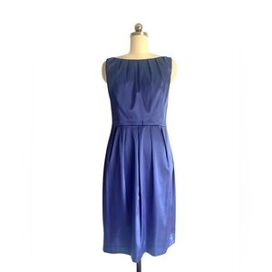 Jessica Howard Blue Satin Cocktail Party Dress Sleeveless Ruched Elegant Sz 8